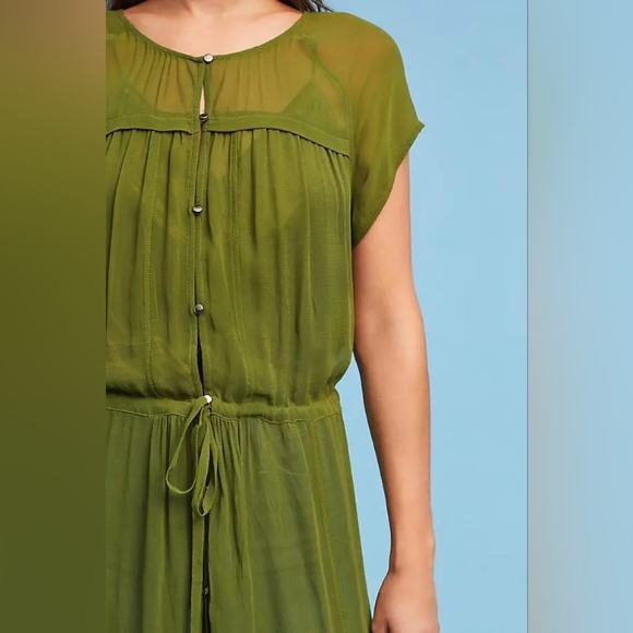 NWOT ANTHROPOLOGIE MAEVE GREEN MIDORI DUSTER DRESS sz XS - Picture 5 of 5